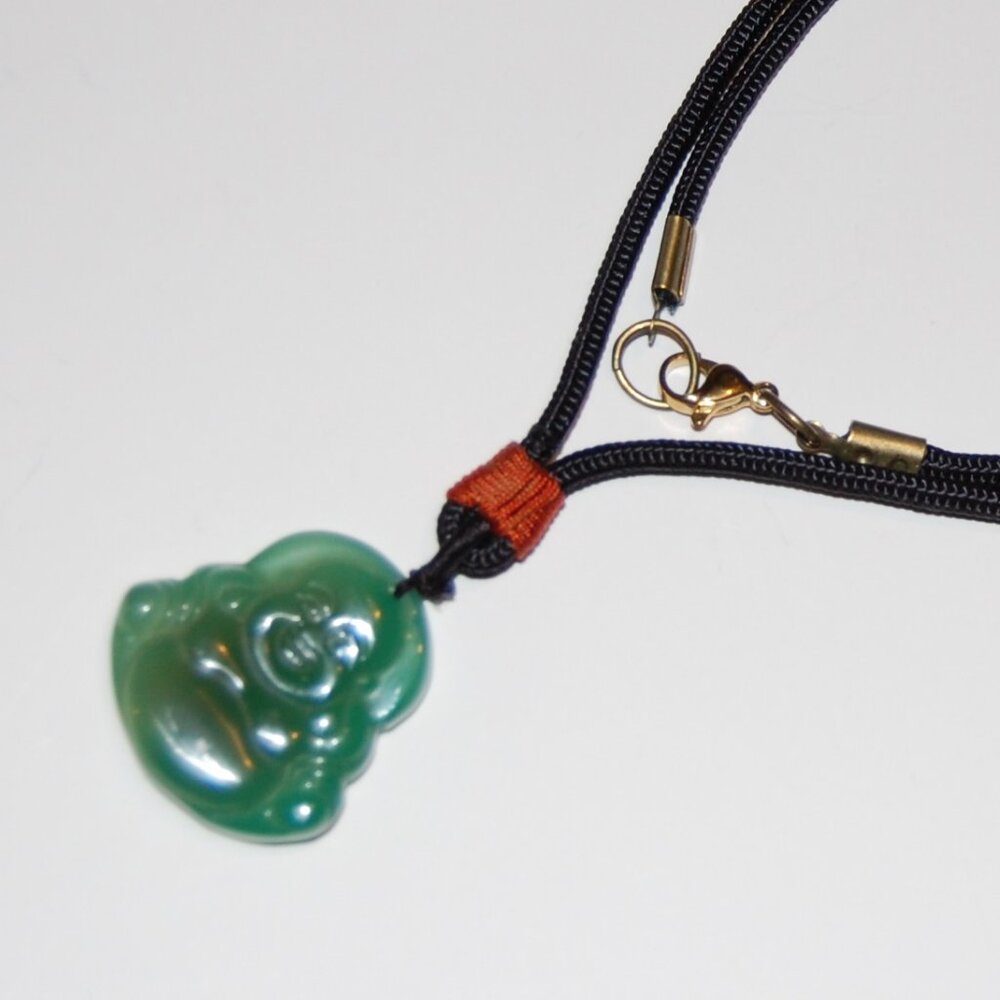 Jade Necklace,Jade Buddha Pendant Cord Necklace,Good Luck Necklace